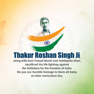 Portrait of Thakur Roshan Singh Ji with Indian flag colors