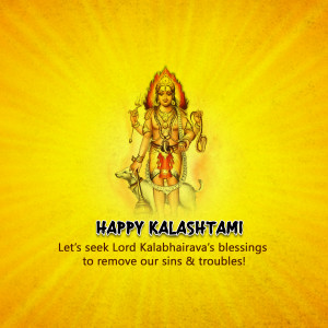 Image of Lord Kalabhairava with text 'Happy Kalashtami'