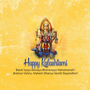 Image of Lord Bhairava with text 'Happy Kalashtami'