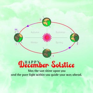 Diagram illustrating the Earth's orbit around the sun during the December Solstice