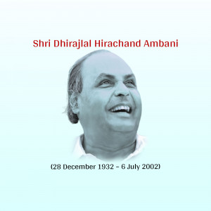 Portrait of Dhirajlal Hirachand Ambani, founder of Reliance Industries