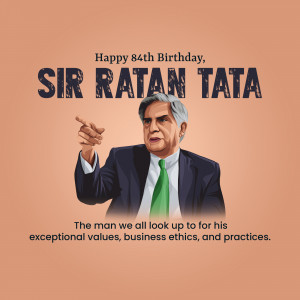 Portrait of Ratan Tata with birthday greetings