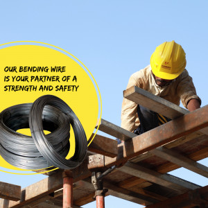 Construction worker using bending wire on a building site