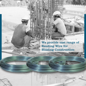 Two construction workers working with bending wire for building construction.