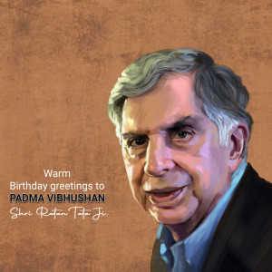 Portrait of Ratan Tata with birthday wishes