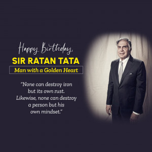 Portrait of Ratan Tata with a birthday greeting