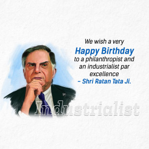 Portrait of Ratan Tata with birthday wishes