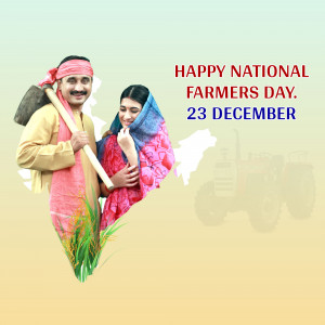 Image depicting a farmer and a woman celebrating National Farmers Day on December 23rd.