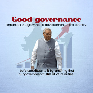 Image of a political figure with a message about good governance and national growth.