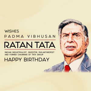 Portrait of Ratan Tata with birthday greetings