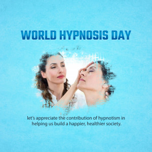 Image commemorating World Hypnosis Day with a woman practicing hypnosis on another.