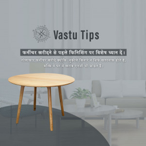 Image depicting a dining table with vastu tips text overlay