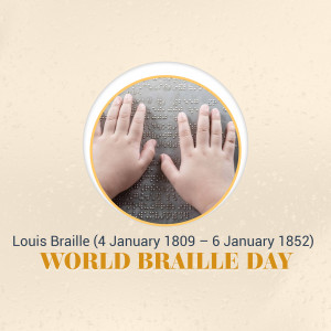 Hands reading Braille with World Braille Day text