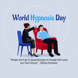 Illustration depicting a hypnosis session with a therapist and patient.