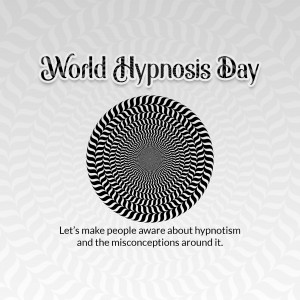 World Hypnosis Day graphic with an optical illusion circle.