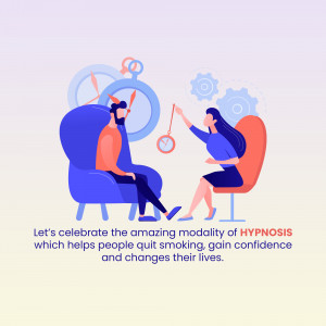 Illustration of a hypnotherapist working with a client to quit smoking.