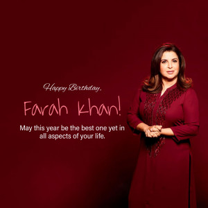 Portrait of Farah Khan with birthday wishes