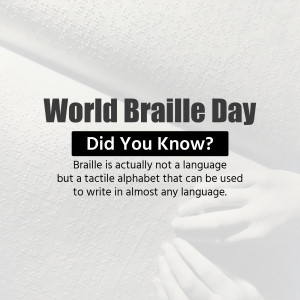 Image commemorating World Braille Day with a fact about Braille.