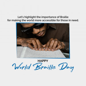 A man wearing sunglasses reading Braille with his fingers.