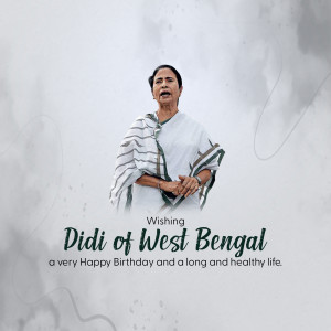 Portrait of Mamata Banerjee with birthday greetings