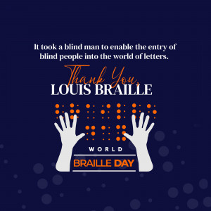 Image commemorating World Braille Day with a depiction of hands and Braille dots.