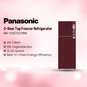 Panasonic 2-Door Top Freezer Refrigerator in Maroon Color