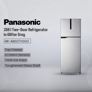 Panasonic 268L Two-Door Refrigerator - Glitter Grey - NR-ABG27VGGS