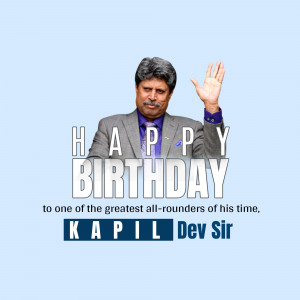 Birthday greeting for Kapil Dev, a legendary cricketer.