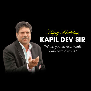 Image of Kapil Dev with a birthday message