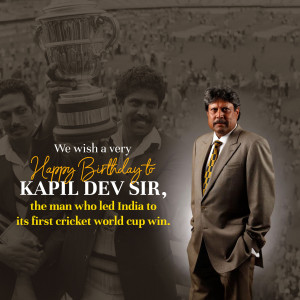Birthday greeting for Kapil Dev, the Indian cricket legend.