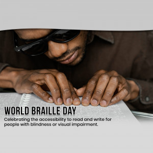 A person with sunglasses reading Braille text.