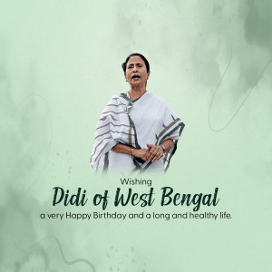 Portrait of Mamata Banerjee with birthday greetings