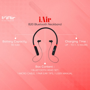 iAir B20 Bluetooth Neckband with specifications