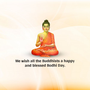 Image of Buddha in a meditative pose with a Bodhi Day greeting