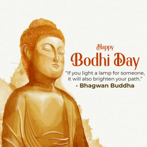 Illustration of Buddha with Bodhi Day greeting