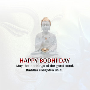 Statue of Buddha with Happy Bodhi Day greeting