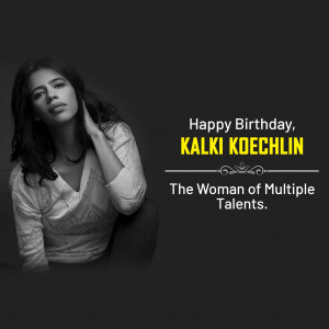 Portrait of Kalki Koechlin with birthday greetings