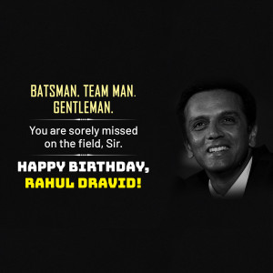 Image of Rahul Dravid with a birthday message