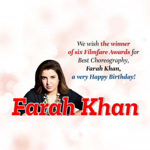 Image of Farah Khan with a birthday message