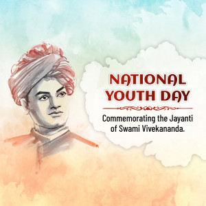 Portrait of Swami Vivekananda with National Youth Day text