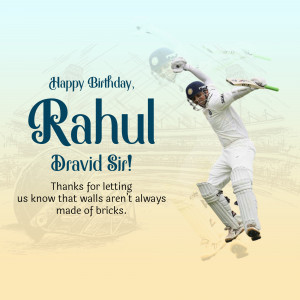 Rahul Dravid celebrating his birthday with a cricket shot