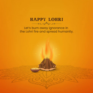 Lohri festival greeting with bonfire and traditional sweets