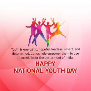 Group of silhouetted people jumping with text celebrating National Youth Day