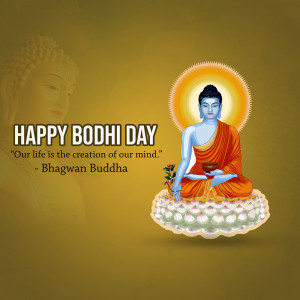 Illustration of Buddha in meditation with Bodhi Day greeting