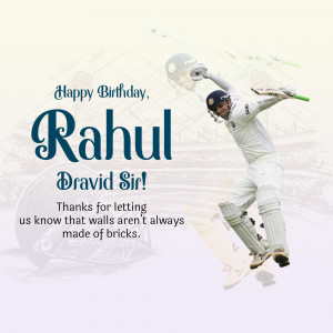 Rahul Dravid celebrating his birthday with a cricket shot