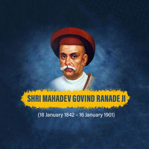 Portrait of Mahadev Govind Ranade, an Indian scholar, social reformer, and politician.