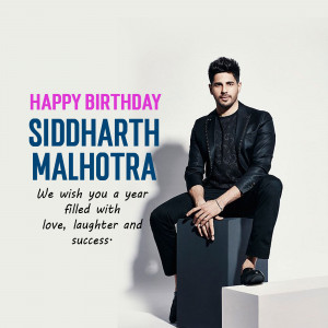 Siddharth Malhotra birthday greeting image