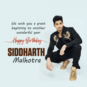 Siddharth Malhotra birthday greeting with text and image