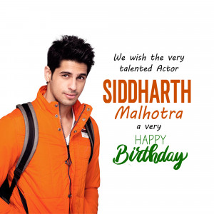 Siddharth Malhotra birthday greeting image