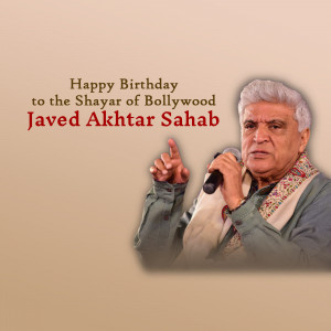 Portrait of Javed Akhtar with birthday greetings